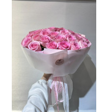 Розовая роза 25 шт. 70 см